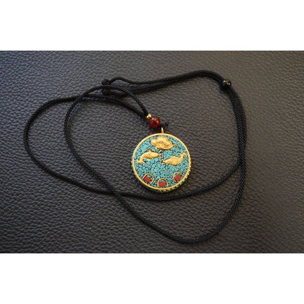 Sėkmės, laimės ir turto amuletas (Tibetas) (Buda, sėkmės žuvys) 1