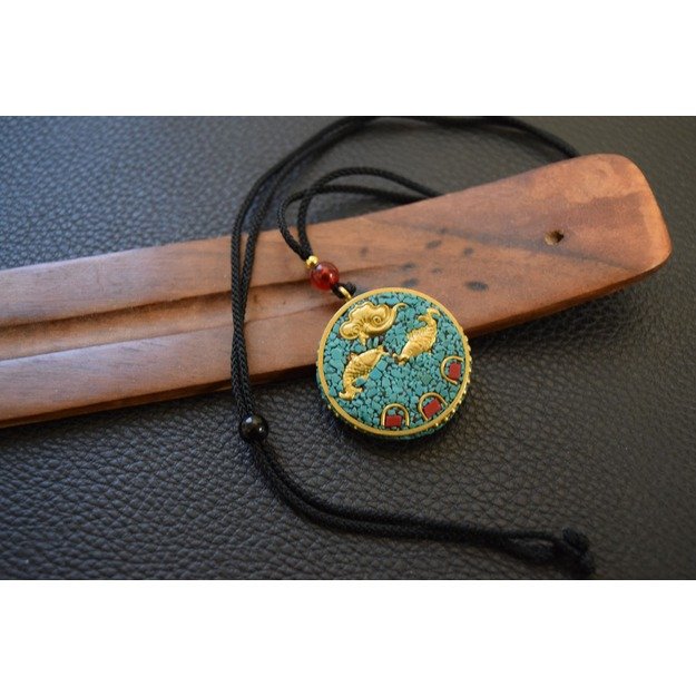 Sėkmės, laimės ir turto amuletas (Tibetas) (Buda, sėkmės žuvys) 2